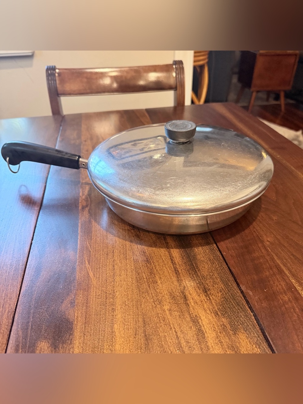 Vintage Revere Ware 10 Inch Skillet with Lid, Copper Bottom Frying Pan